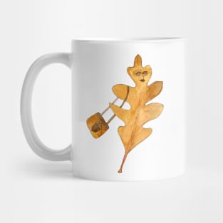 Fall Shopping Oak Leaf Lady with Purse | Watercolor Design Mug